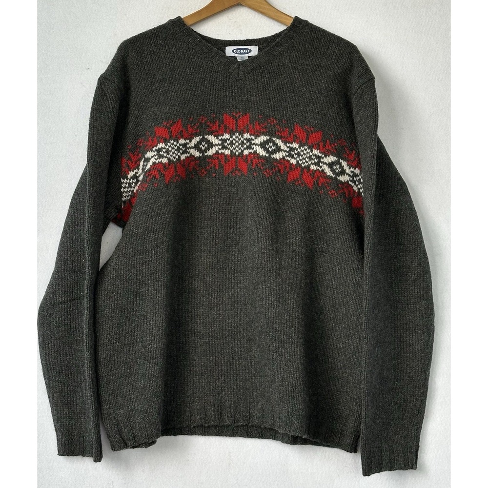 Fair Isle Lambswool Sweater Retro Men's XL